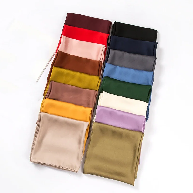 Silk Neck Scarf - Satynowy szalik damski 70 cm, jednolity