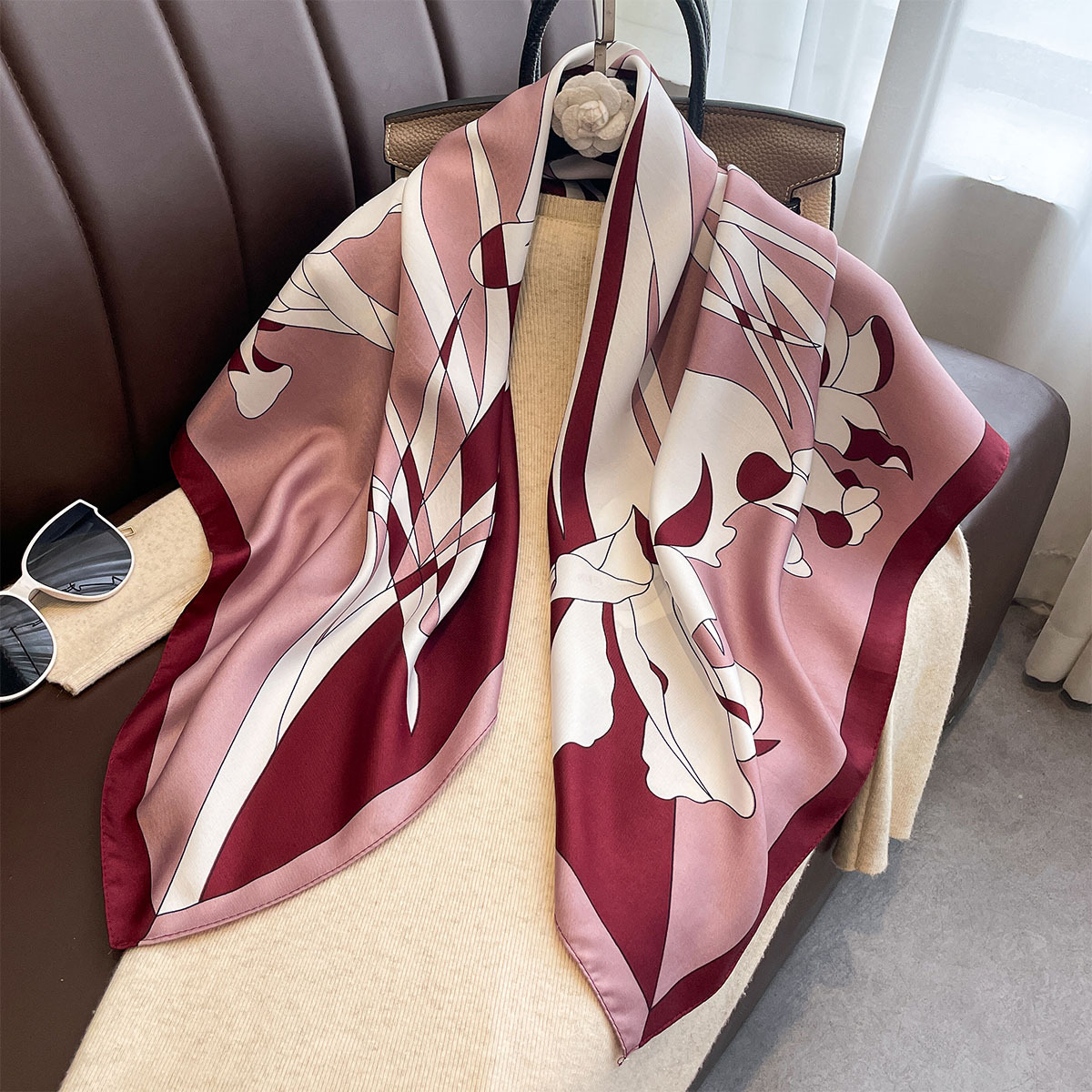Silk Neck Scarf - Luksusowa apaszka kwadratowa 90x90 cm, jedwab
