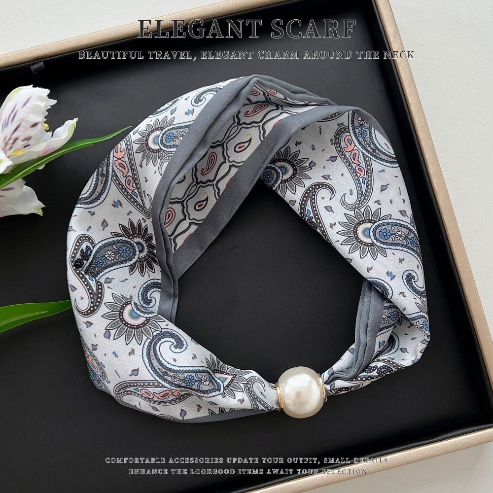 Elegancki szal z perłami i jed – Silk Neck Scarf recenzja i cena